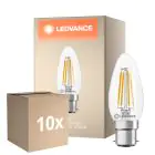 Multipack 10x Ledvance Classic LED B22 Candle Filament Clear 3.4W 470lm - 827 Extra Warm White | Replaces 40W